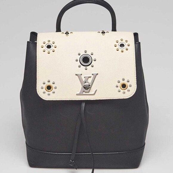 Louis Vuitton Black/White Leather Mechanical Flowers Lockme Backpack Bag - Picture 1 of 11